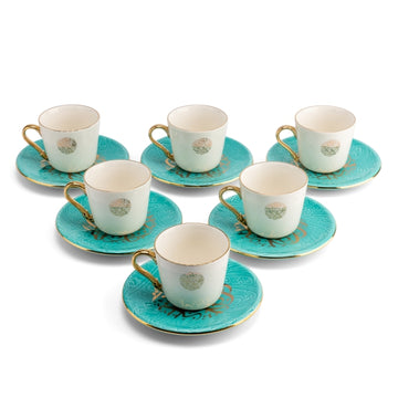 Zuwar Tea Porcelain Set - Blue