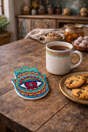 Turquoise Bloom Porcelain Coaster