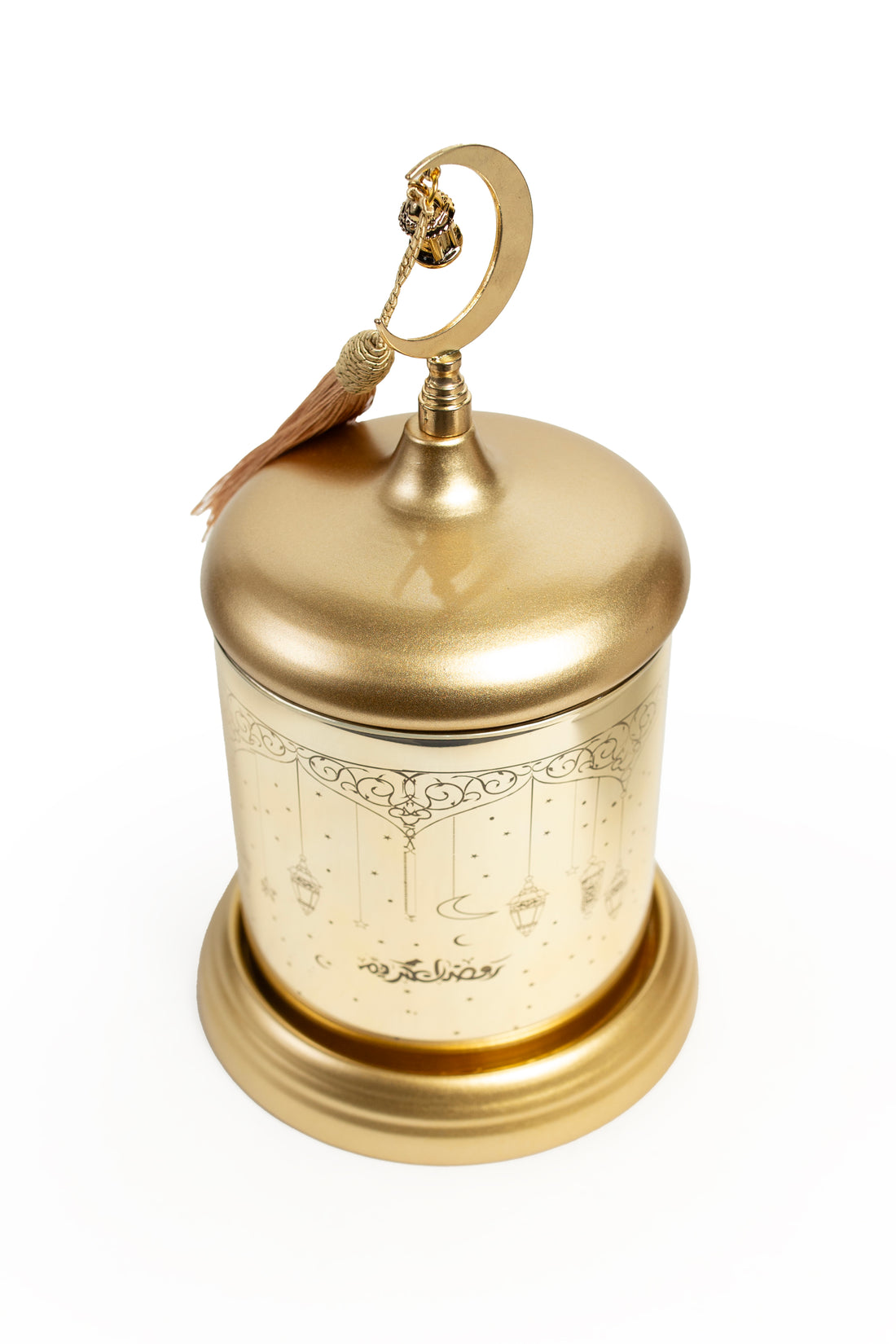 Golden Ramadan Crescent Jar with Tassel
