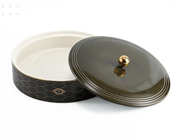 Evil Eye Luxe Date & Sweets Bowl – Black & Gold Elegance (Medium)