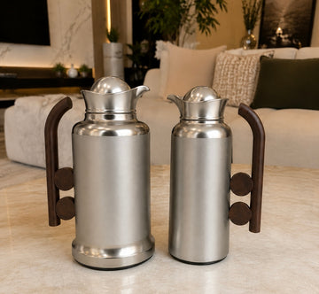 Pre-order, Arriving july 2026 - Mono Vacuum Flask Set – Brown Handle (0.7L & 1L)