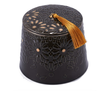 Ikram Black Ceramic Jar – Luxury Ramadan Sweets & Dates Storage