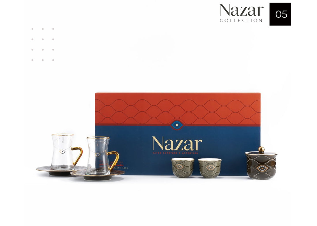 Nazar Luxury Coffee & Tea Serving Set – Evil Eye & Gold Accents