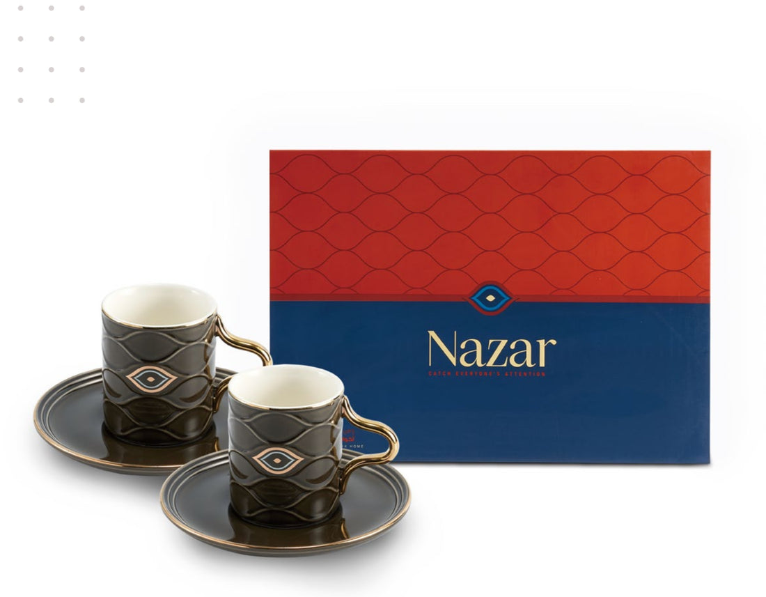 Nazar Luxury 6 Coffee Cups Set – Elegant Evil Eye Design