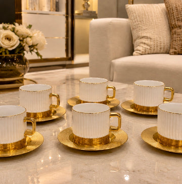Pre-order Arriving July 2026 - Aureon Turkish Coffee Cup Set – Ivory & Gold