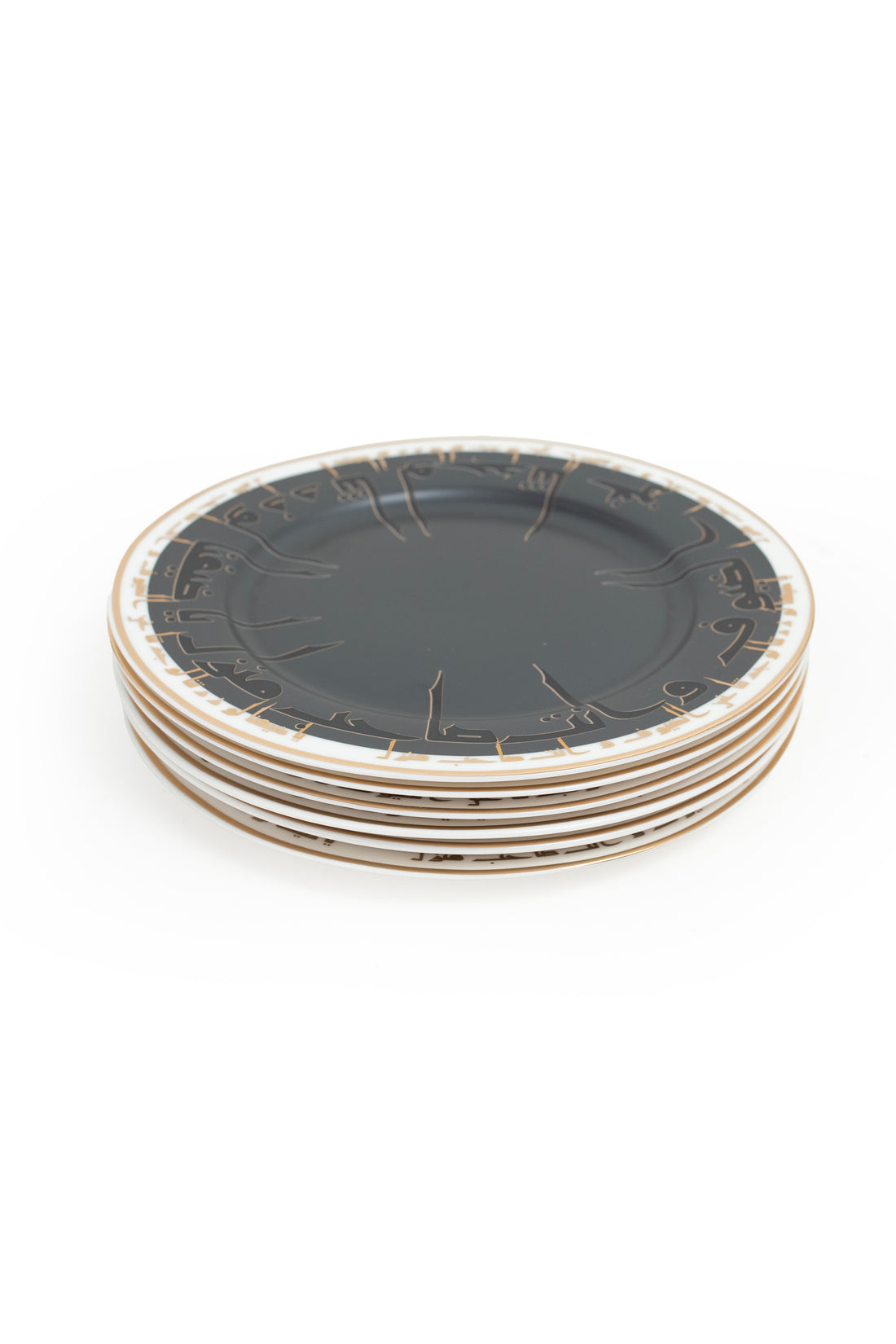 Kufi Art Collection – Black Dessert Plate Set (6pcs)