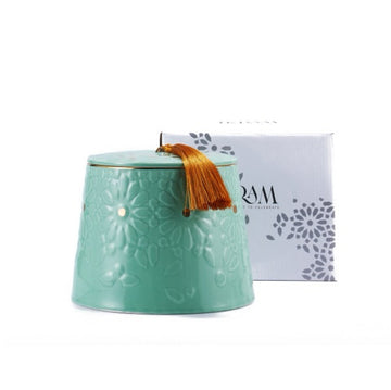 Ikram Turquoise Ceramic Jar – Elegant Storage for Ramadan Sweets & Dates