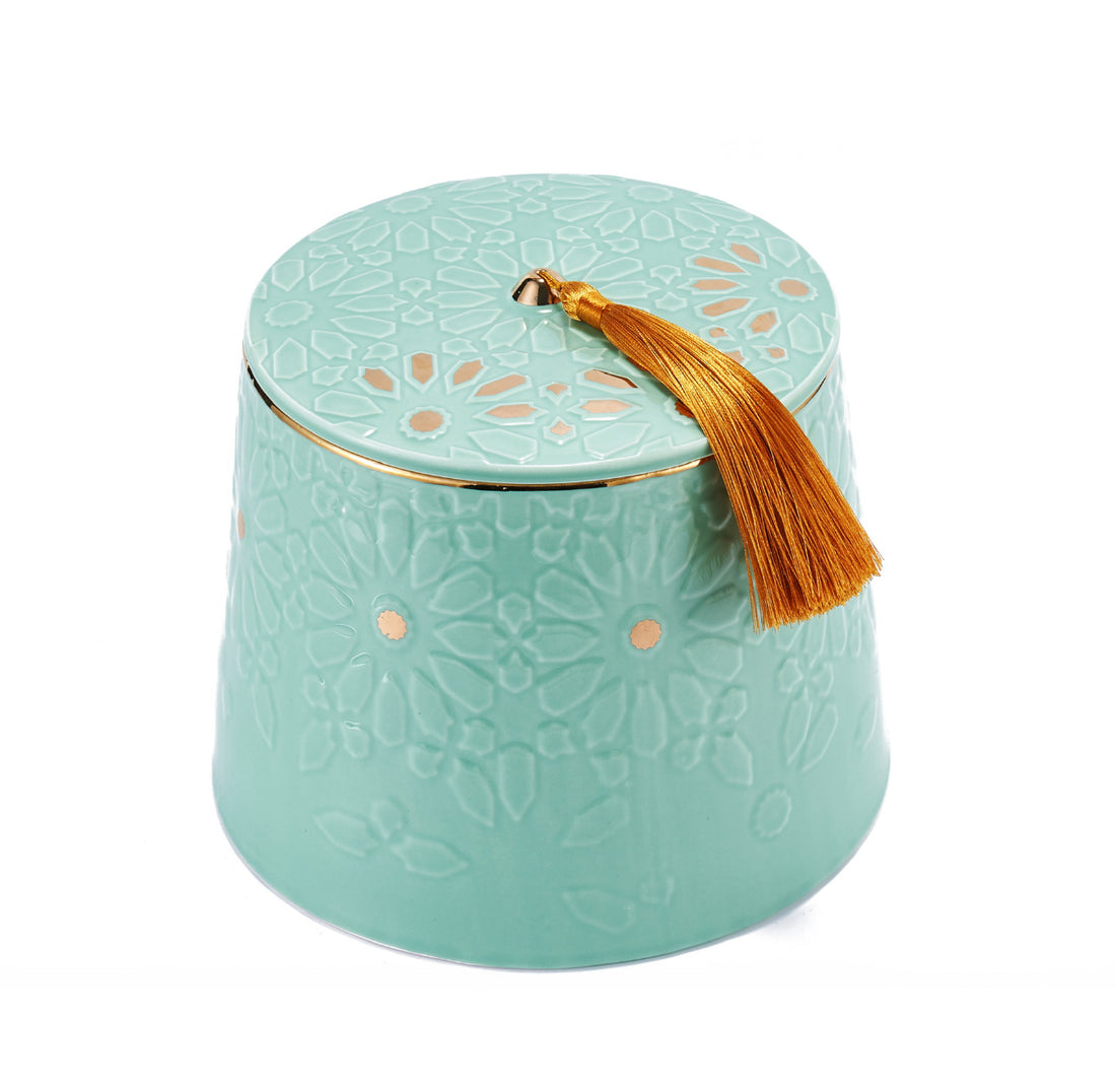 Ikram Turquoise Ceramic Jar – Elegant Storage for Ramadan Sweets & Dates