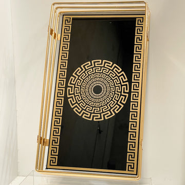 Luxury Black & Gold Glass & Metal Serving Tray