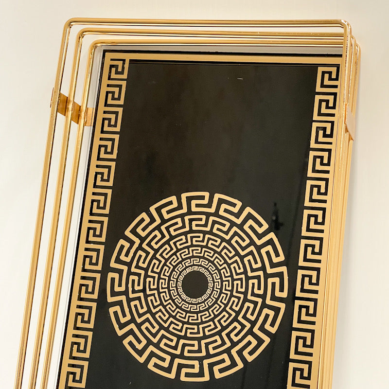 Luxury Black & Gold Glass & Metal Serving Tray