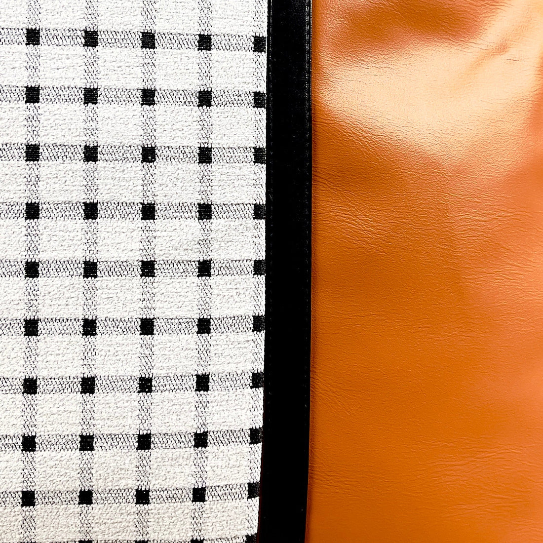 Kanz Modern Grid Cushion – White, Black & Orange Panel (55x55cm) with Synthetic Feather Insert