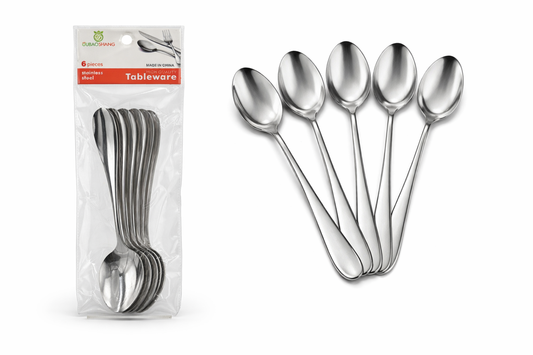 Stainless Steel Tablespoon Set – 20cm (6 Pieces)