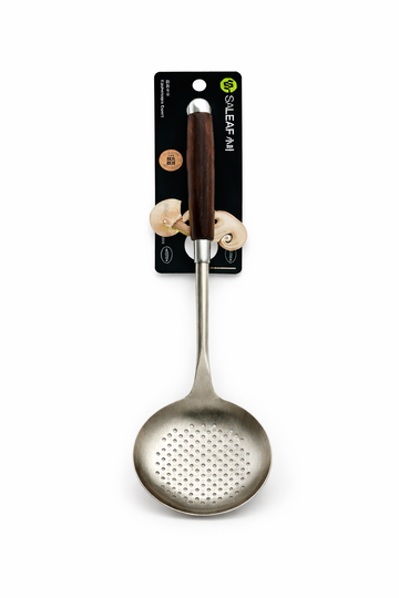 Stainless Steel Slotted Spoon with Wooden Handle