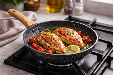 Granite Non-Stick Fry Pan with Glass Lid – 28cm / 32cm