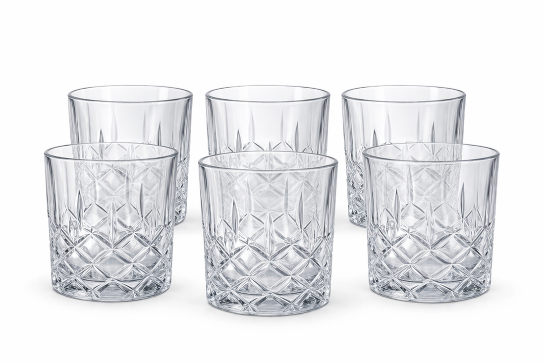 Diamond Cut Glass Tumbler Set – 6 Pieces