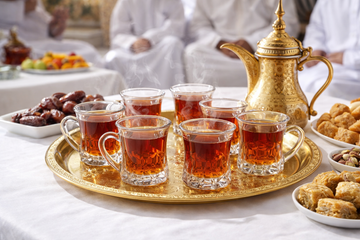 Diamond Cut Arabic Tea Cups – 6 Piece Hosting Set