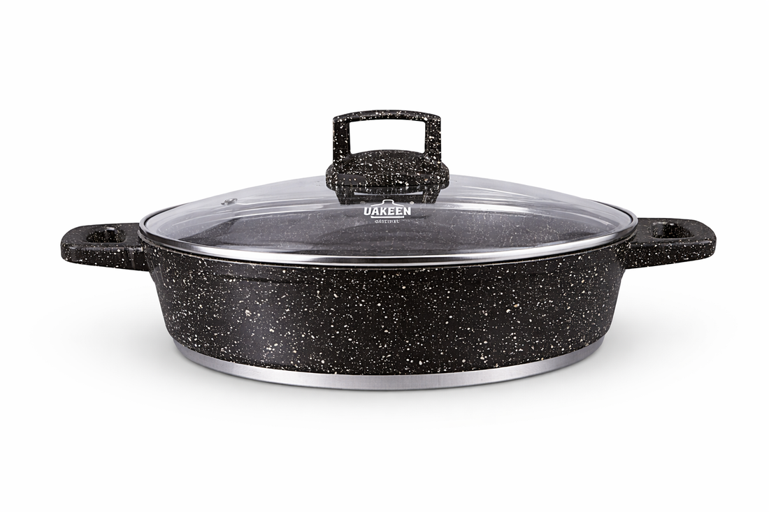 Granite Non-Stick Shallow Casserole with Glass Lid