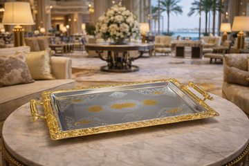 Luxury Gold Serving Tray Set – 3 Piece (Mirror Finish)
