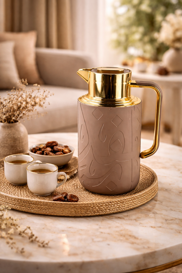 Vacuum Flask – Sand & Gold Edition (1L)