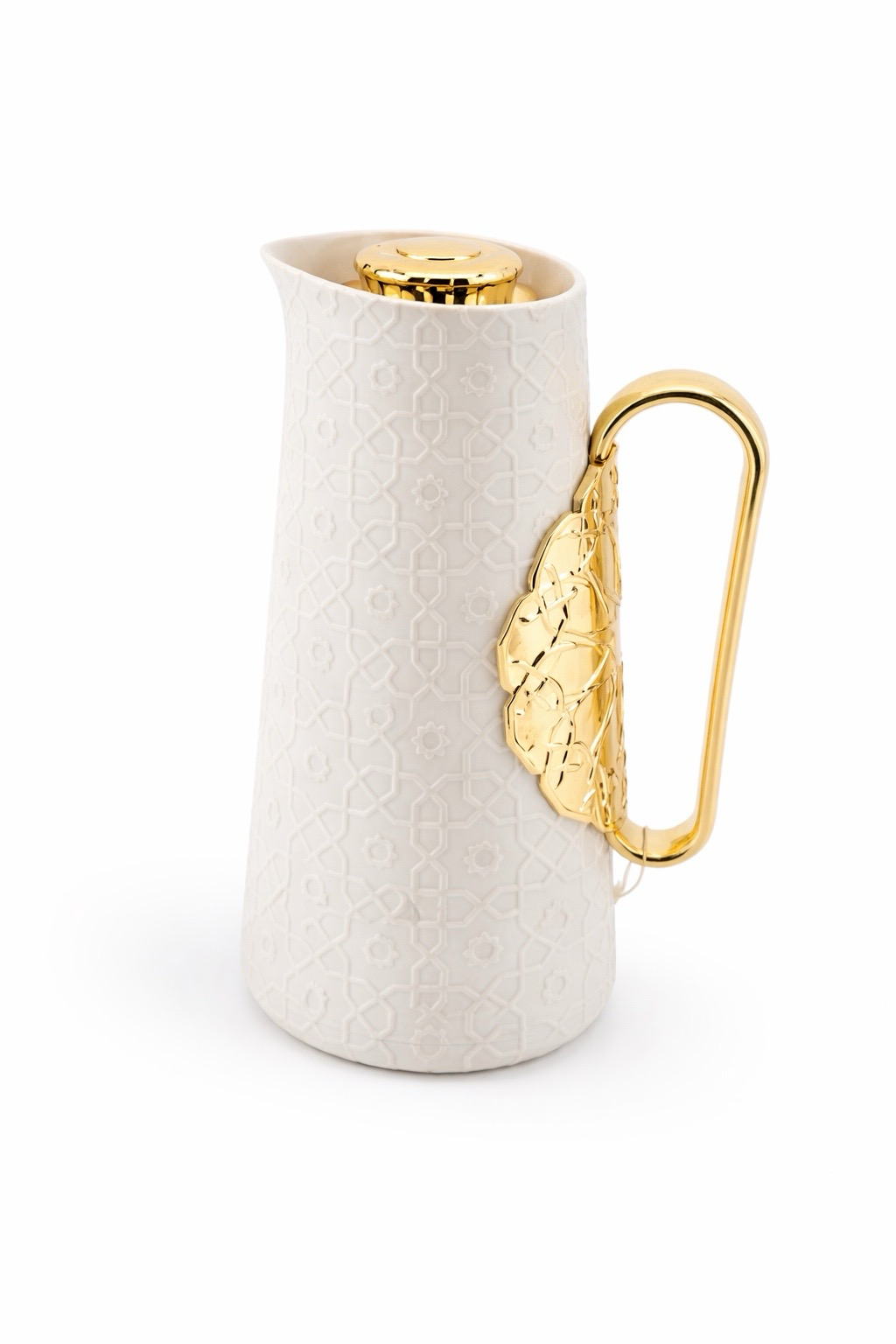 Vacuum Flask – White & Gold (1L)
