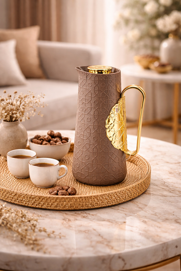 Vacuum Flask – Sand & Gold (1L)
