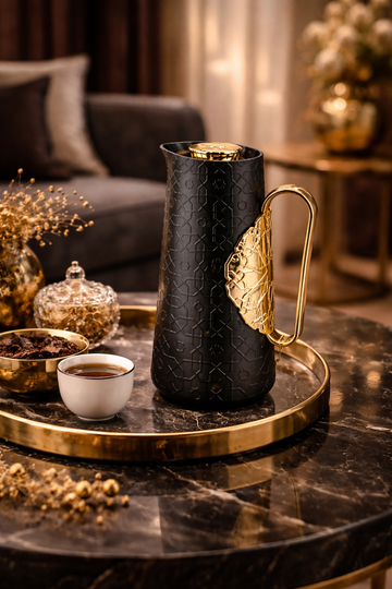 12 PCS Carton Vacuum Flask – Black & Gold (1L)