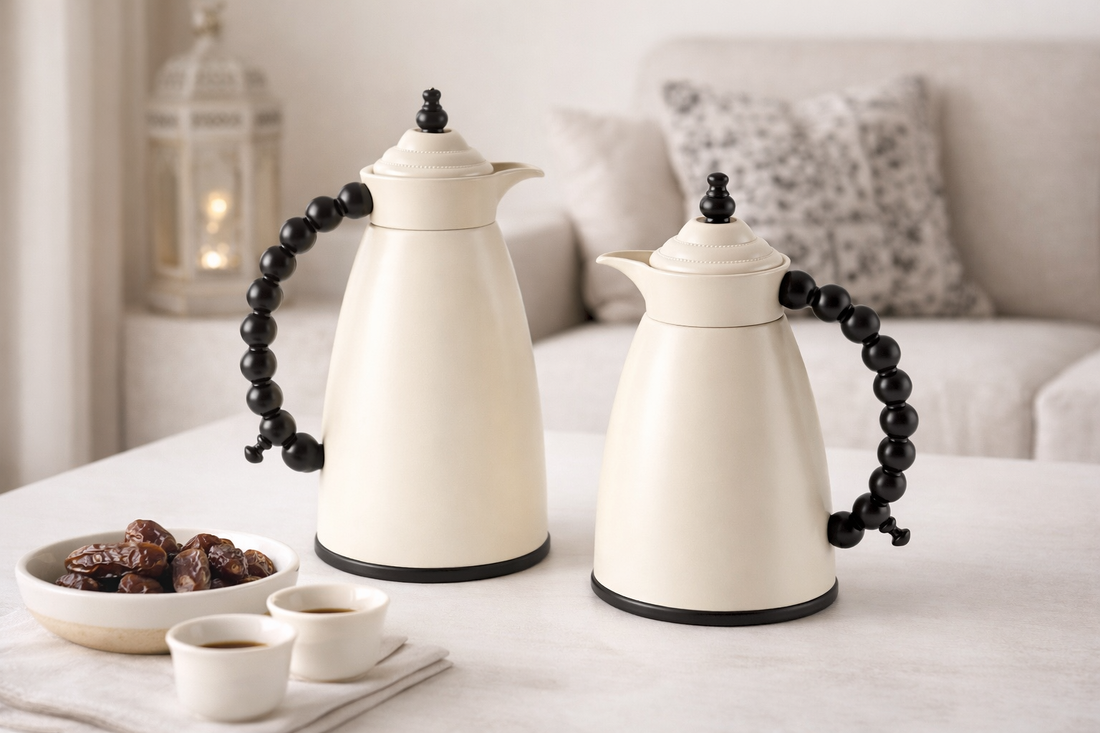 Classic Vacuum Flask Set – Cream & Black (1L) Coming Soon (PRE-ORDER June 2026)