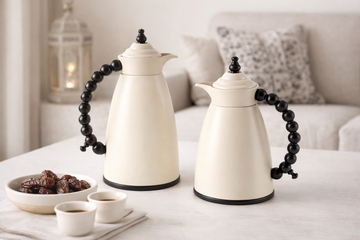 Classic Vacuum Flask Set – Cream & Black (0.7&1L)
