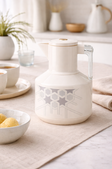 12 PCS Carton. Vacuum Flask – Cream Pattern (1L)