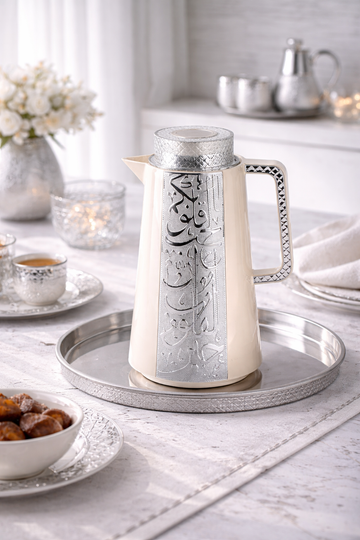 12 PCS Carton. Royal Vacuum Flask – Silver Calligraphy Edition (1L)