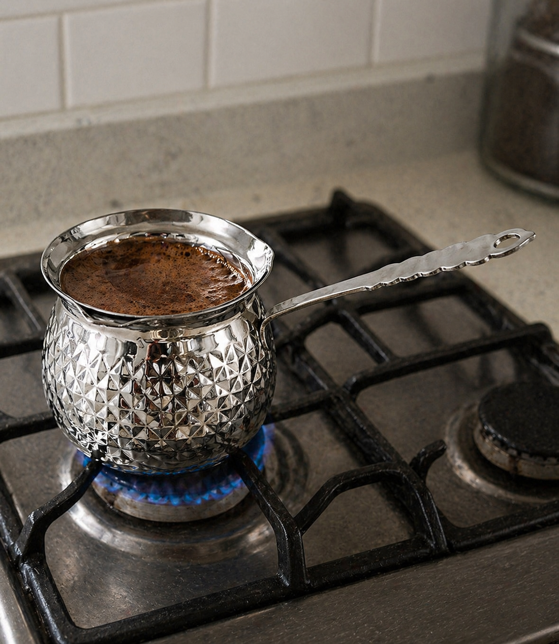 Hammered Stainless Steel Coffee Pot – Silver Finish Series