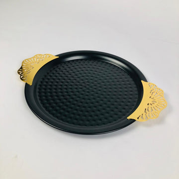 Luxe Round Serving Tray – Black & Gold Elegance (Large)