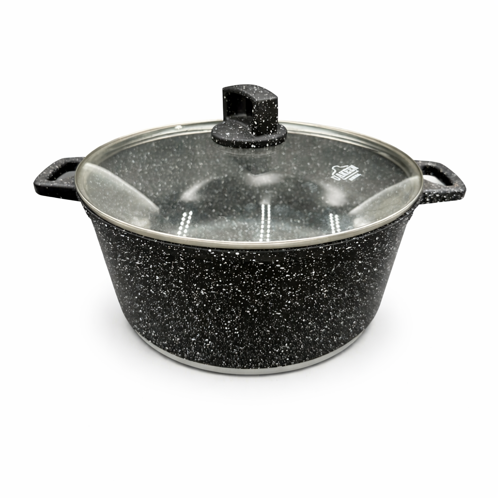 Speckled Aluminium Stock Pot with Glass Lid