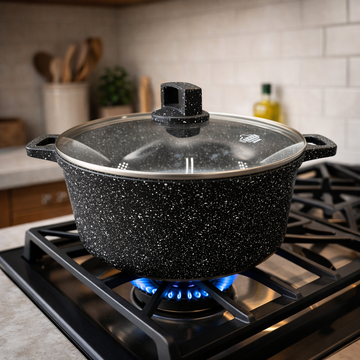 Speckled Aluminium Stock Pot with Glass Lid