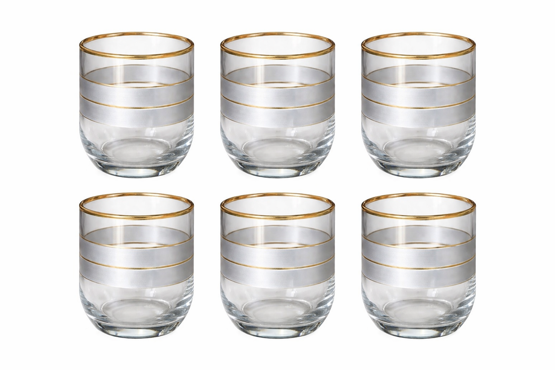Aydogan Silver Line Glass Tumbler Set (6PCS)