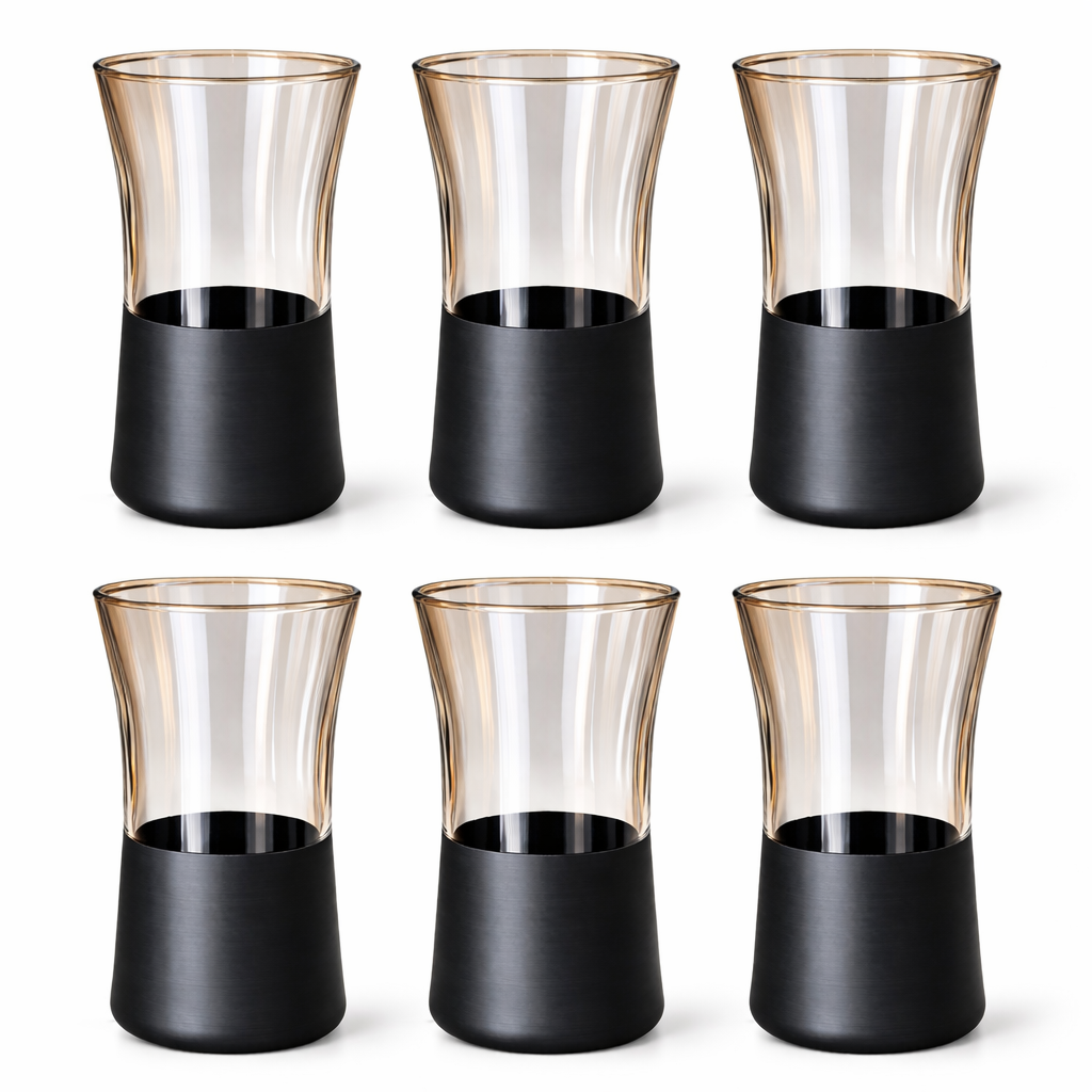 Mono Tall Glass – Black Base (Set of 6)