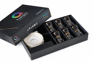 Selene Tea Glass Set – Gold Line (6 Cups & 6 Saucers)