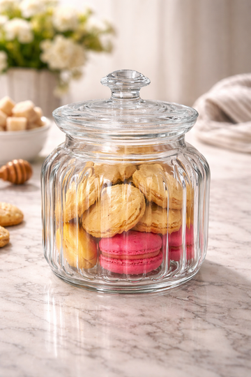 Viva Glass Storage Jar – Ribbed Edition (900ml)