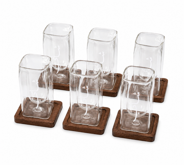 COMING SOON - pre-order July 2026 KANZ Double-Wall Tea Glass Set with Wooden Coasters – Set of 6