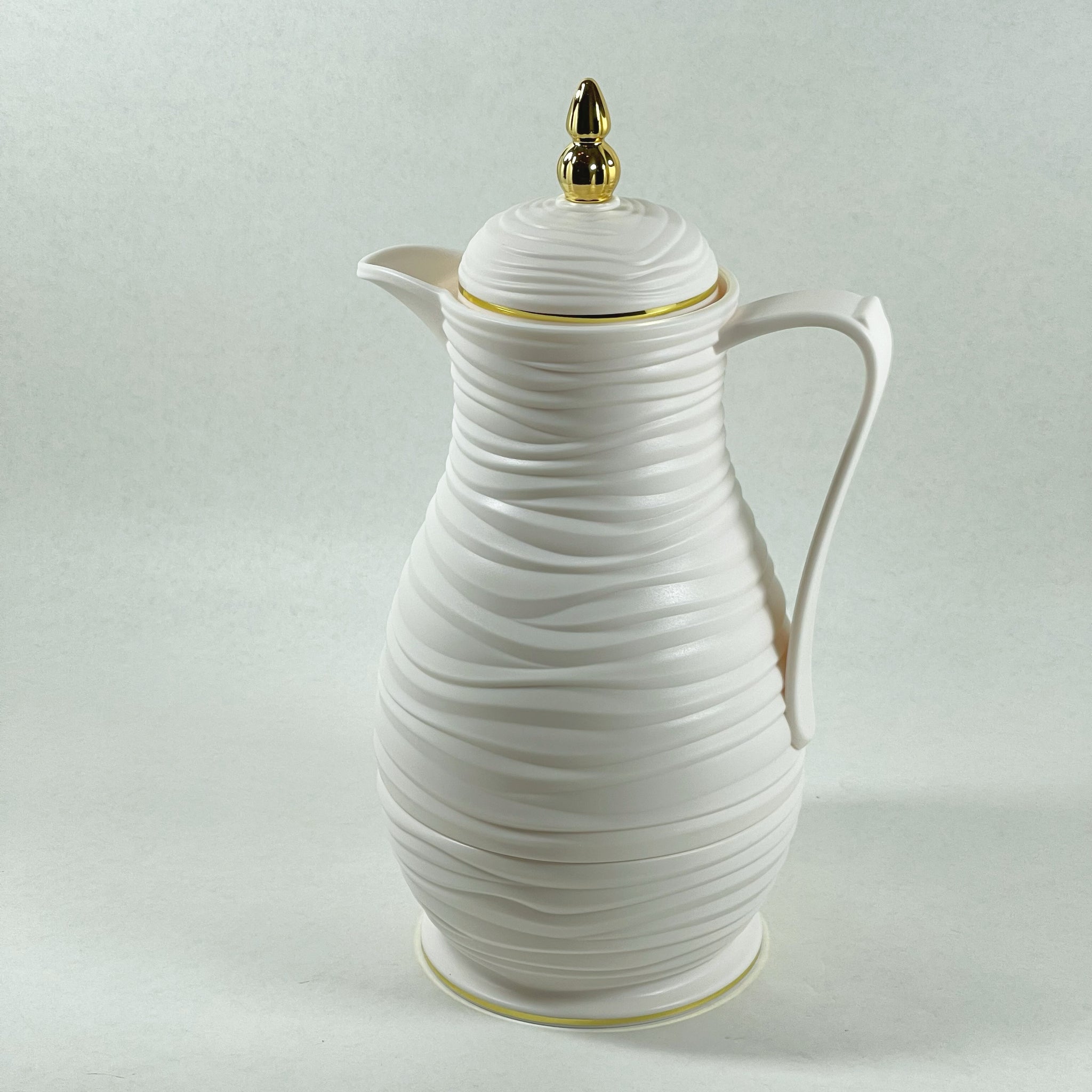 KANZ Aalya – Swirl Flask (White & Gold, 1L)