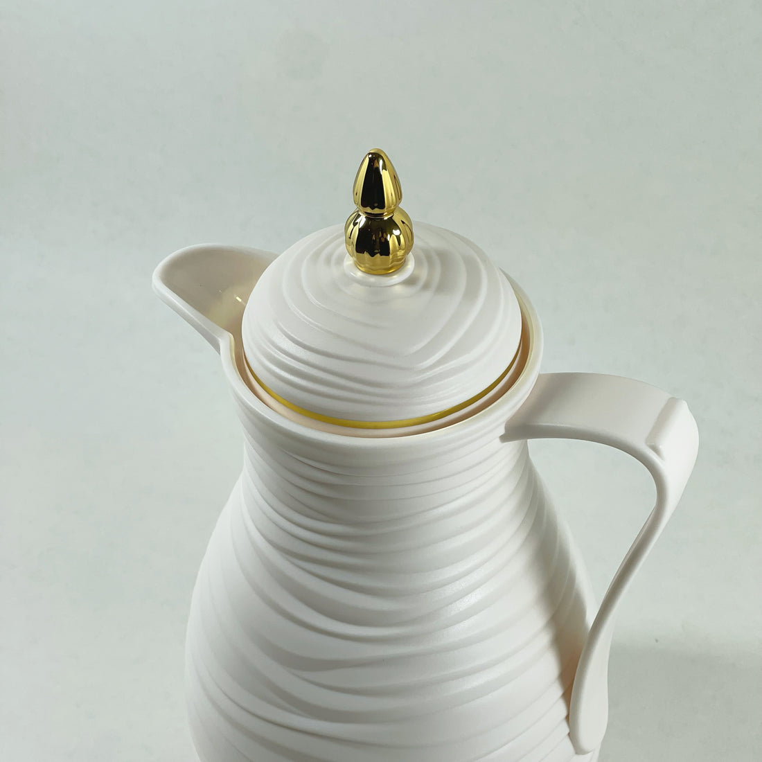 KANZ Aalya – Swirl Flask (White & Gold, 1L)