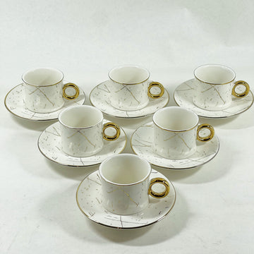 Celestia Marble – Coffee Cup & Saucer Set (6 pcs)