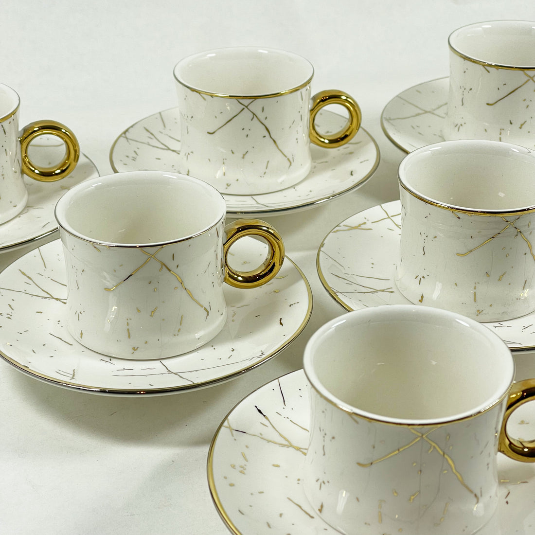 Celestia Marble – Coffee Cup & Saucer Set (6 pcs)