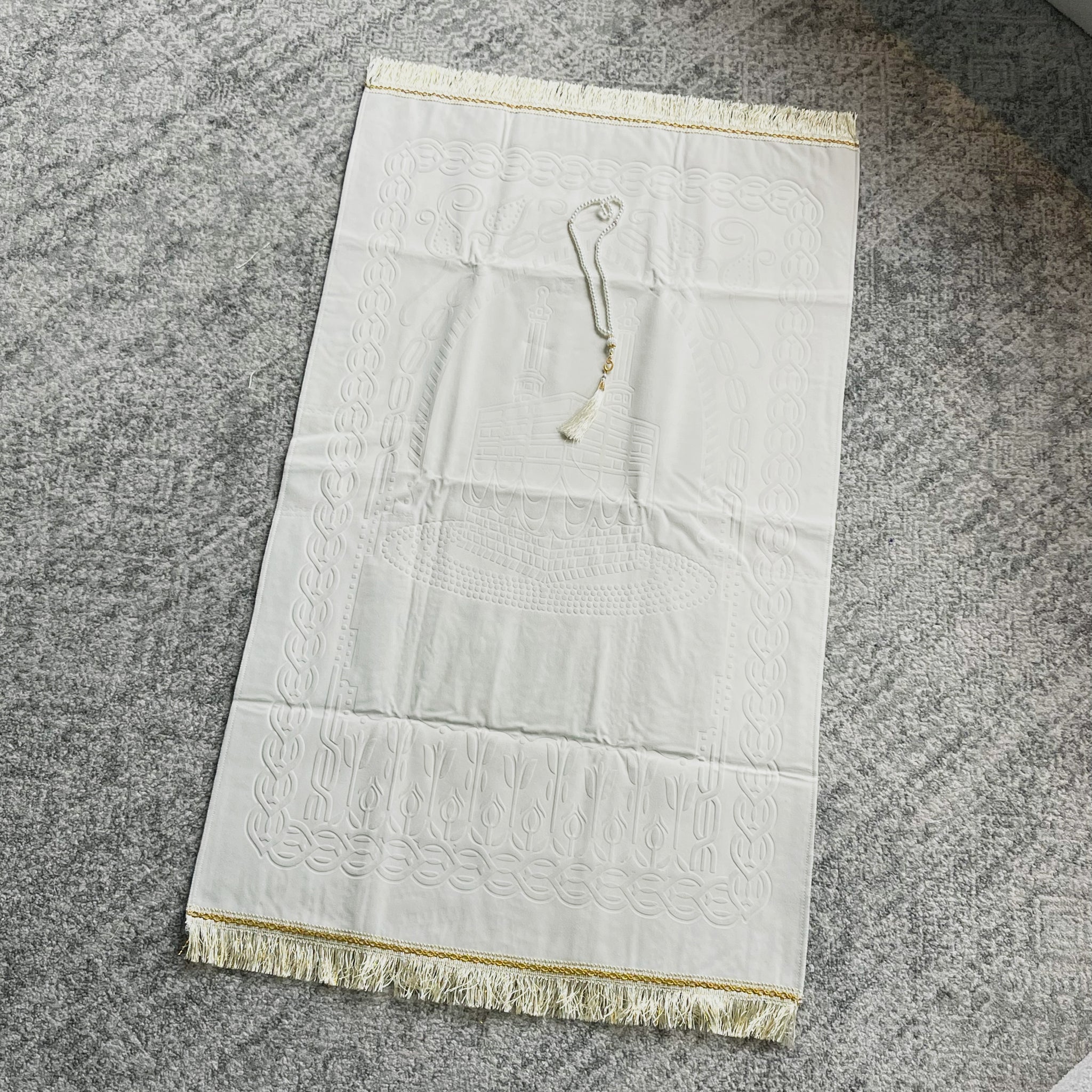 KANZ Velvet Gift Prayer Set – Embossed Kaaba & Masjid Collection