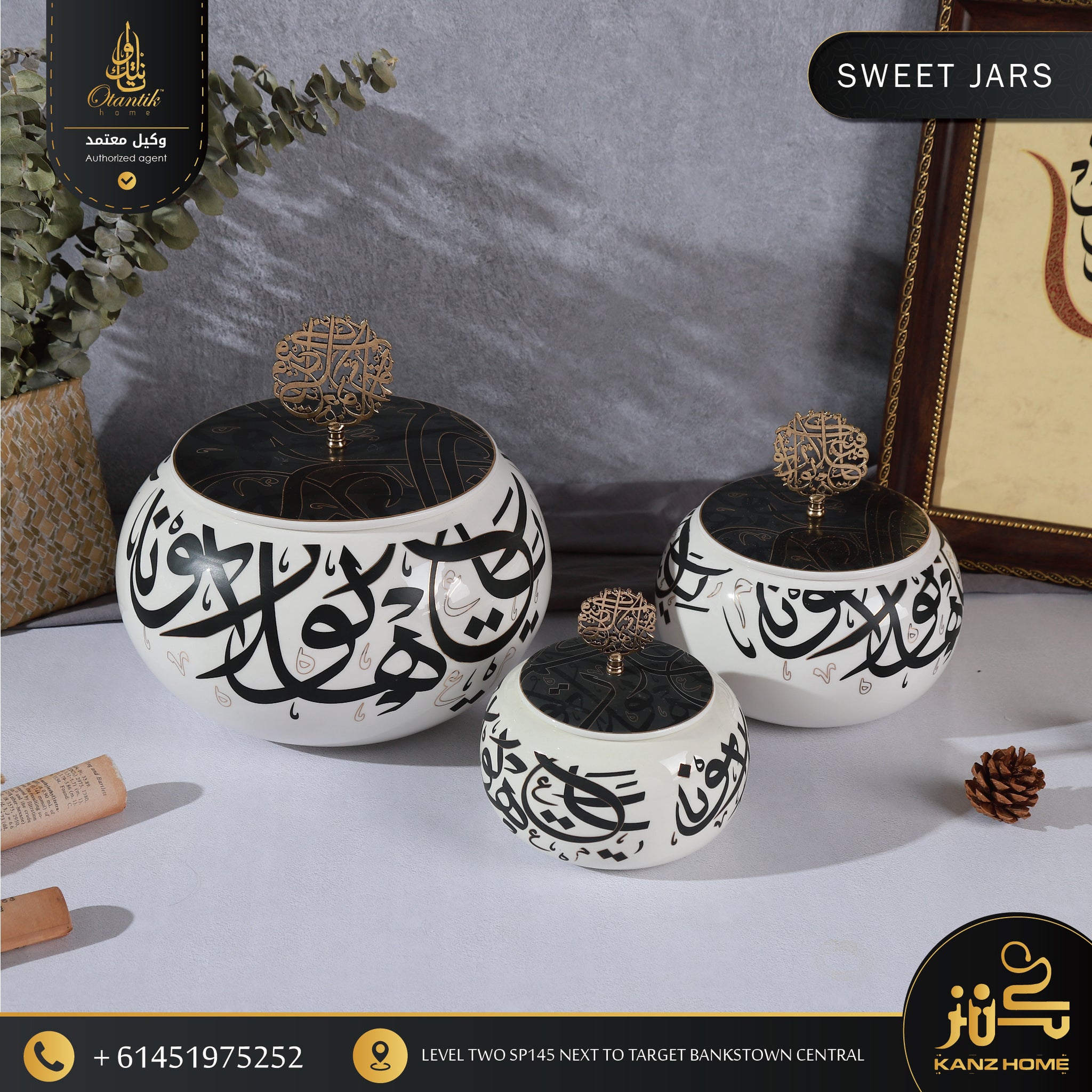 Cafe D’ Arabia Black Round Jars Coffee Cups (Black - Large)