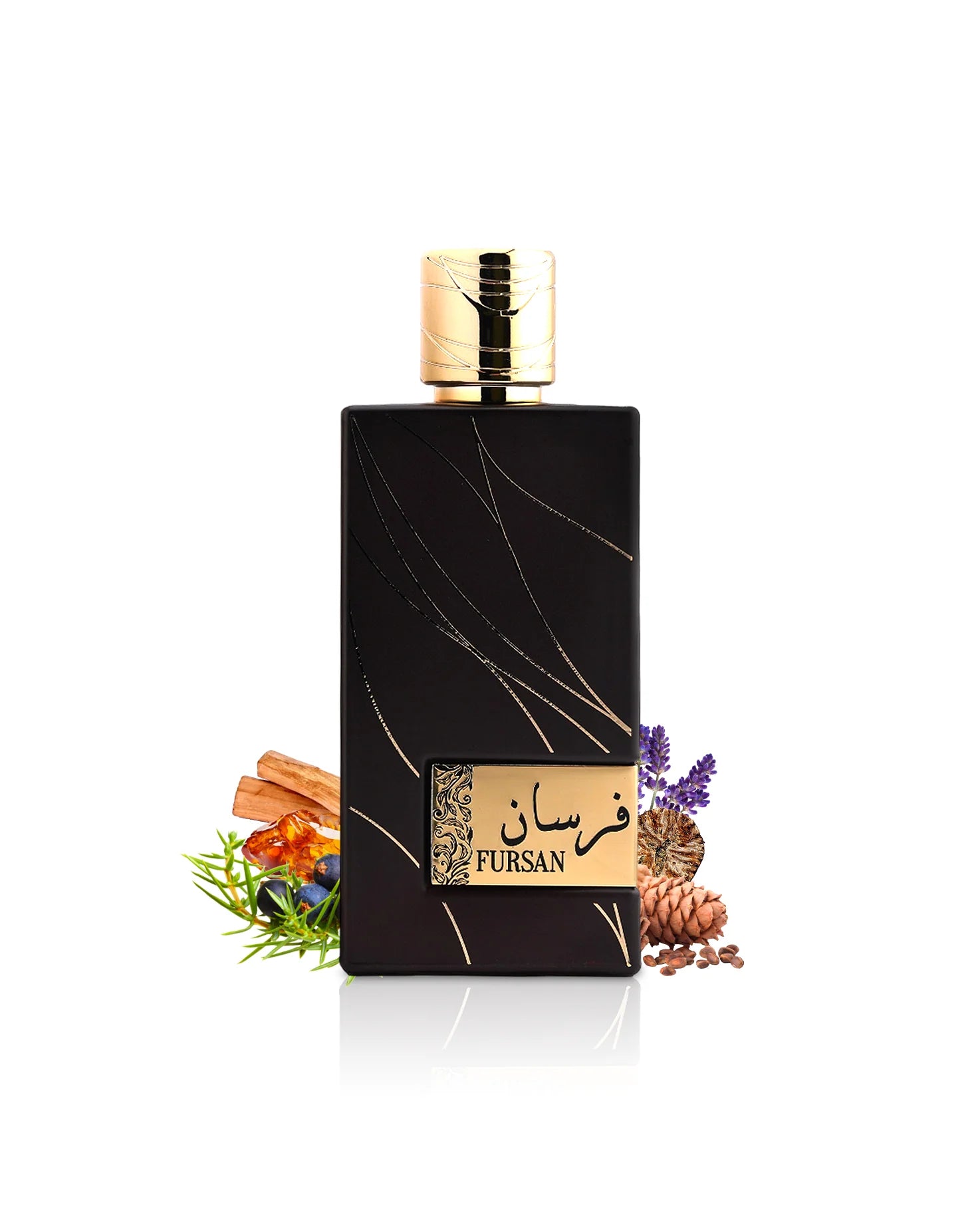 KHADLAJ-FURSAN-BROWN-PERFUME-BOTTLE-SURROUNDED-WITH-AMBER-AND-NUTMEG-AGAINST-WHITE-BACKGROUND.webp
