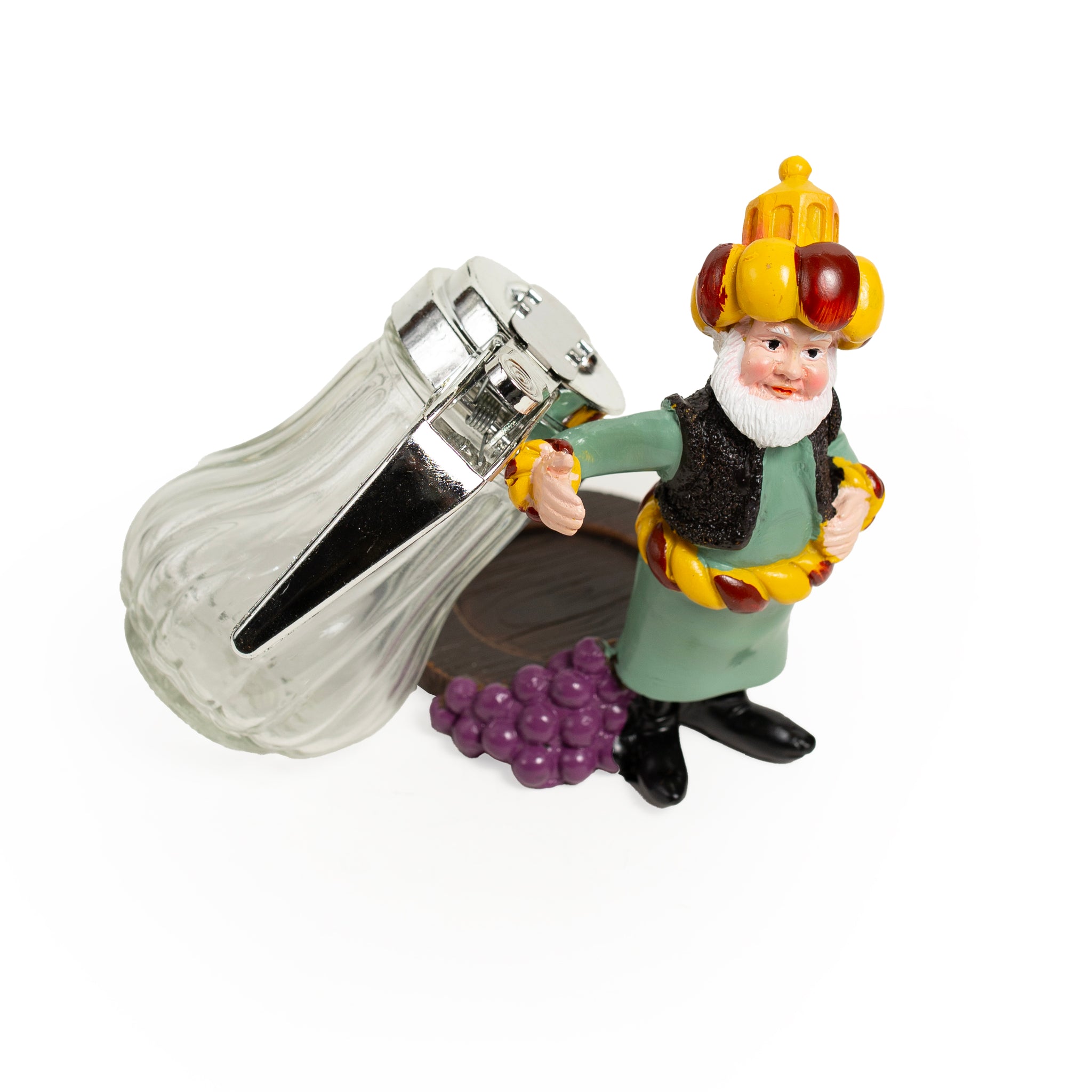 Glass Syrup Dispenser with Hand-Painted Figurine Base