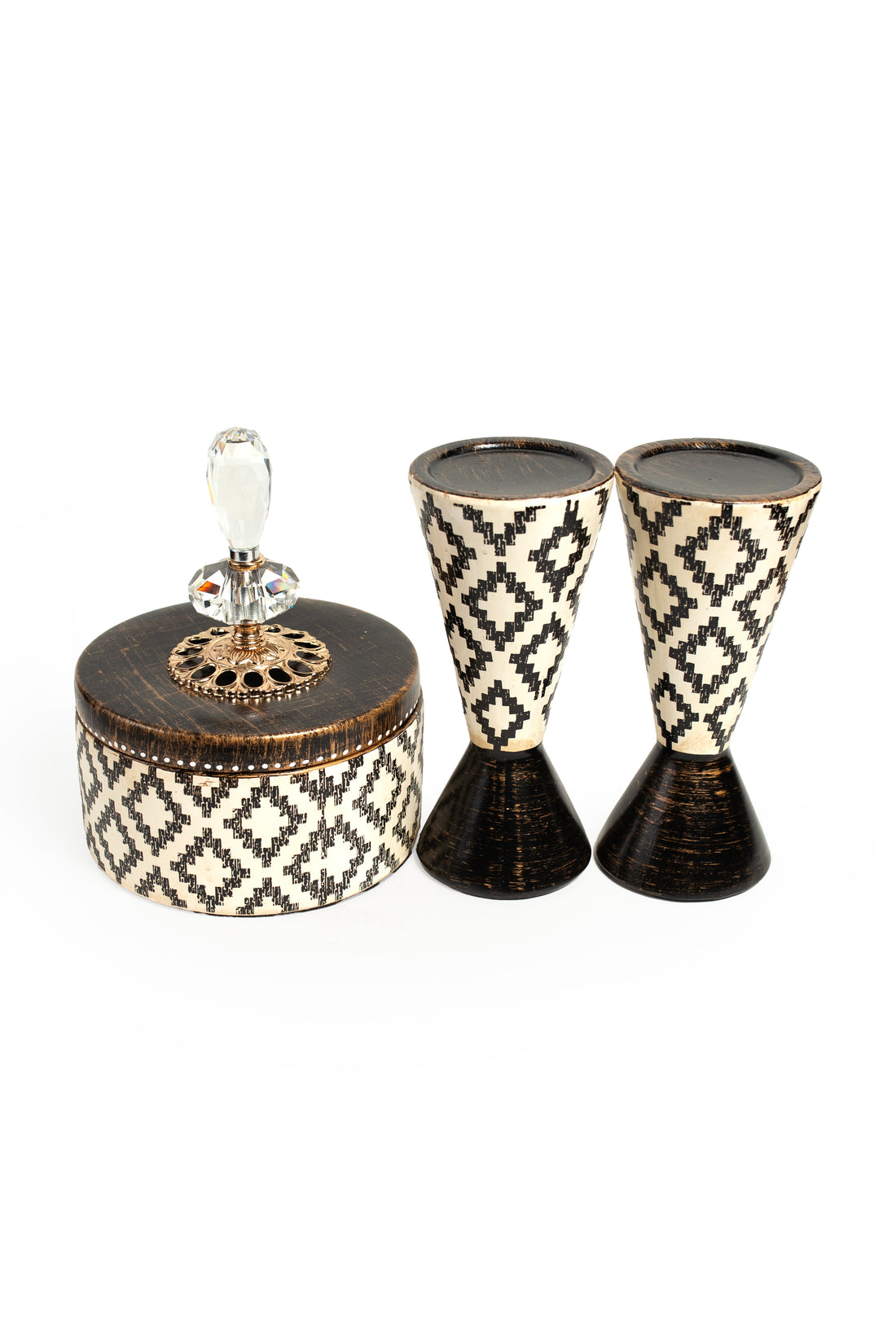 Diamond Mosaic Trinket Box & Goblet Set