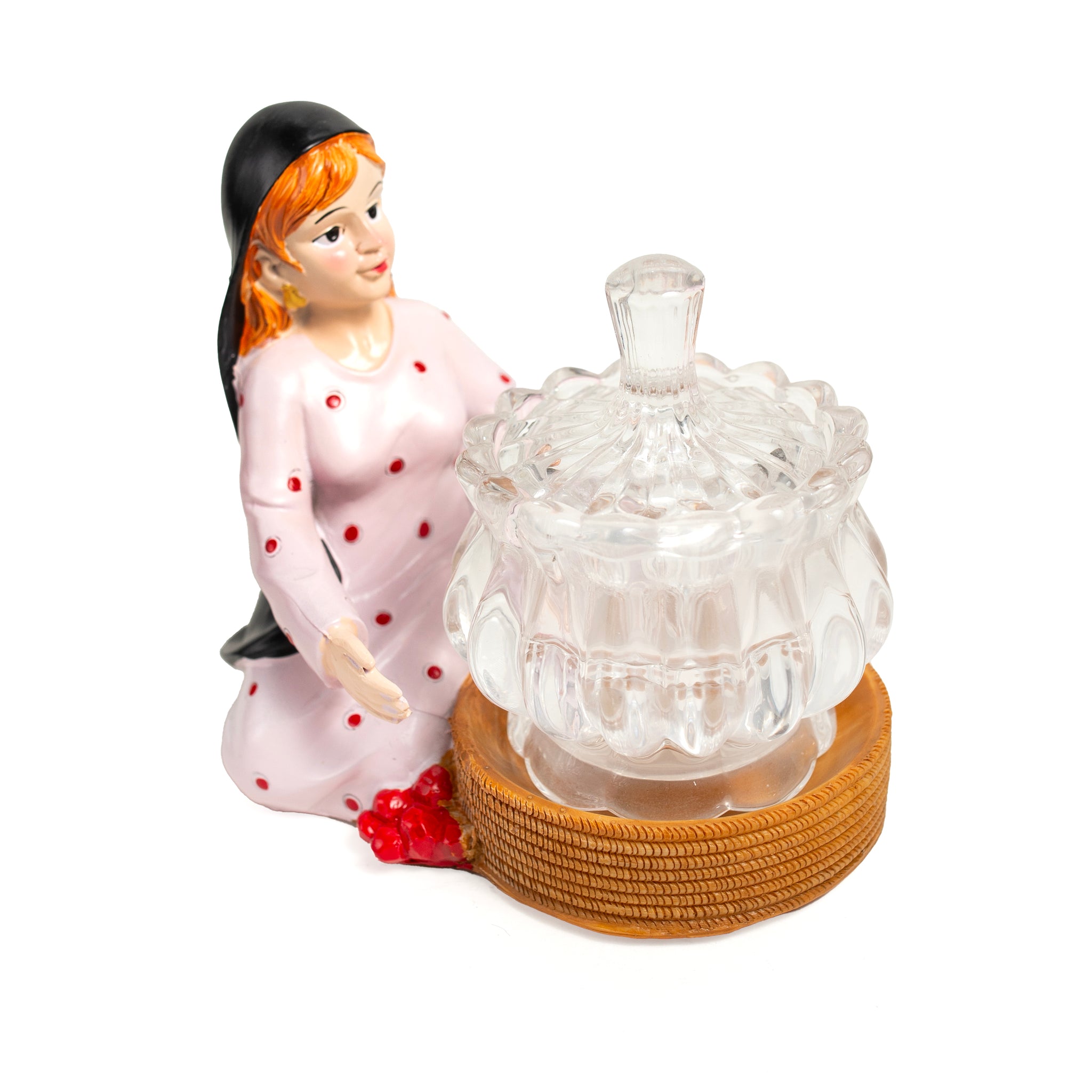 Village Girl Decorative Glass Jar