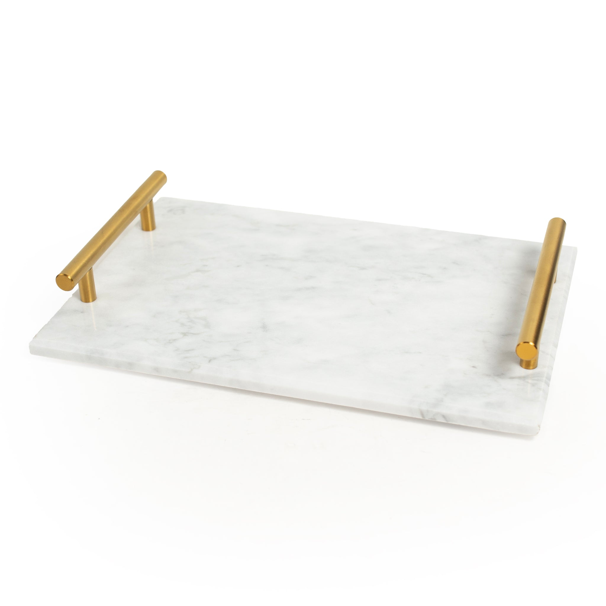 Carrara Marble Tray with Gold Handles